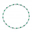 Green Emeralds and Emerald-cut Diamond Necklace