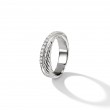Crossover Band Ring in Sterling Silver with Pave Diamonds