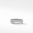 Crossover Band Ring in Sterling Silver with Diamonds, 6.8mm