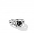Petite Albion® Ring in Sterling Silver with Black Onyx and Pave Diamonds