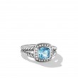 Petite Albion® Ring in Sterling Silver with Blue Topaz and Pave Diamonds
