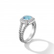 Petite Albion® Ring in Sterling Silver with Blue Topaz and Pave Diamonds