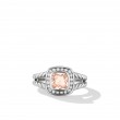 Petite Albion® Ring in Sterling Silver with Morganite and Pave Diamonds