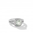 Petite Albion® Ring in Sterling Silver with Prasiolite and Pave Diamonds