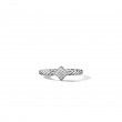 Cable Collectibles® Quatrefoil Stack Ring in Sterling Silver with Pavé Diamonds, 6.6mm