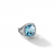 Albion® Ring in Sterling Silver with Blue Topaz and Pave Diamonds