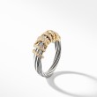 Helena Ring in Sterling Silver with 18K Yellow Gold and Pave Diamonds