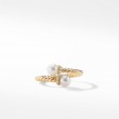 Petite Solari Bypass Ring with Cultured Pearl and Diamonds in 18K Yellow Gold