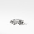 Cable Loop Band Ring in Sterling Silver with Pave Diamonds