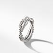 Cable Loop Band Ring in Sterling Silver with Pave Diamonds