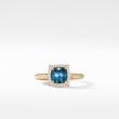 Petite Chatelaine® Pave Bezel Ring in 18K Yellow Gold with Hampton Blue Topaz and Diamonds