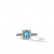 Petite Chatelaine® Pave Bezel Ring in Sterling Silver with Blue Topaz and Diamonds