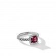 Petite Chatelaine® Pave Bezel Ring in Sterling Silver with Rhodolite Garnet and Diamonds
