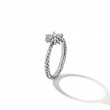 Petite Starburst Ring in Sterling Silver with Pave Diamonds