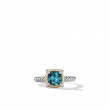 Petite Chatelaine® Ring with Hampton Blue Topaz, 18K Yellow Gold Bezel and Pave Diamonds