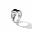Deco Signet Ring in Sterling Silver with Black Onyx