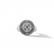 Maritime® Compass Signet Ring in Sterling Silver with Center Black Diamond