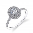 Oval Shaped Double Halo Engagement Ring - Claudia