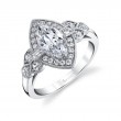 Marquise Vintage Engagement Ring With Baguette Diamonds - Francesca