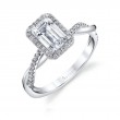 Modern Emerald Cut Engagement Ring With Halo - Coralie
