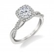 Spiral Engagement Ring With Cushion Halo - Coralie