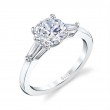 Three Stone Engagement Ring With Baguette Diamonds - Nicolette