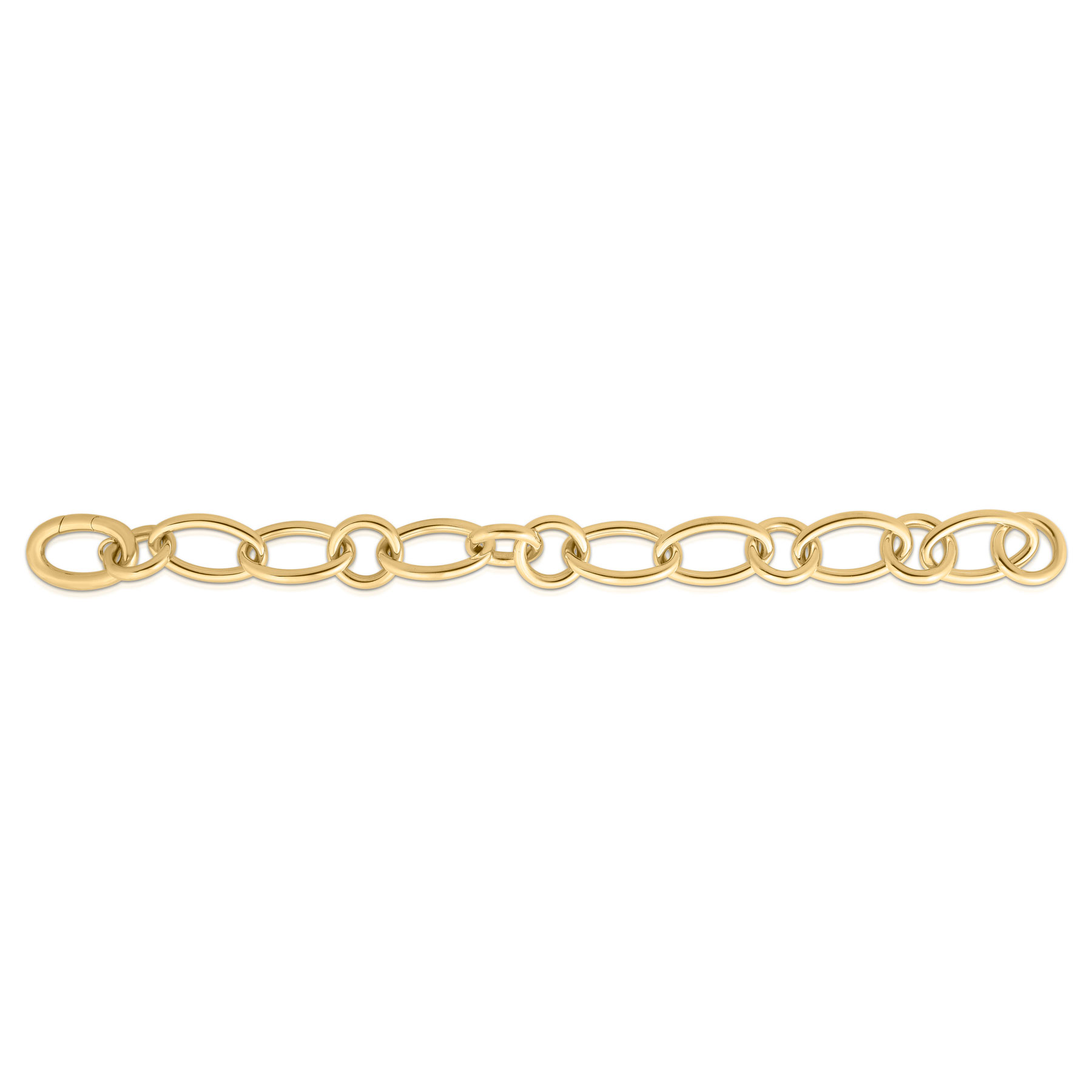 18k Yellow Designer Gold Alternating Oval & Round Link Long Bracelet