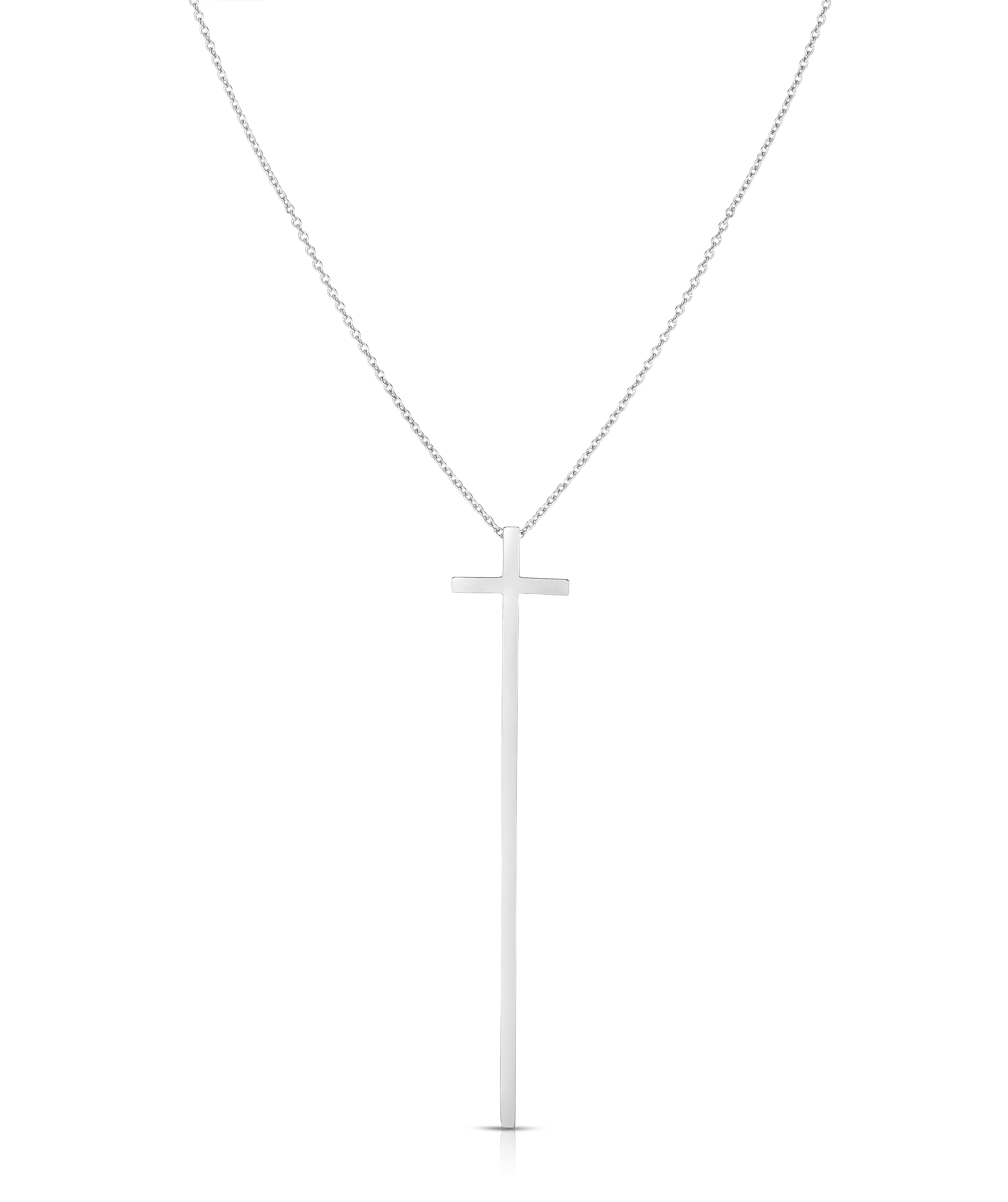 18k White Gold Tiny Treasures Elongated Cross Necklace