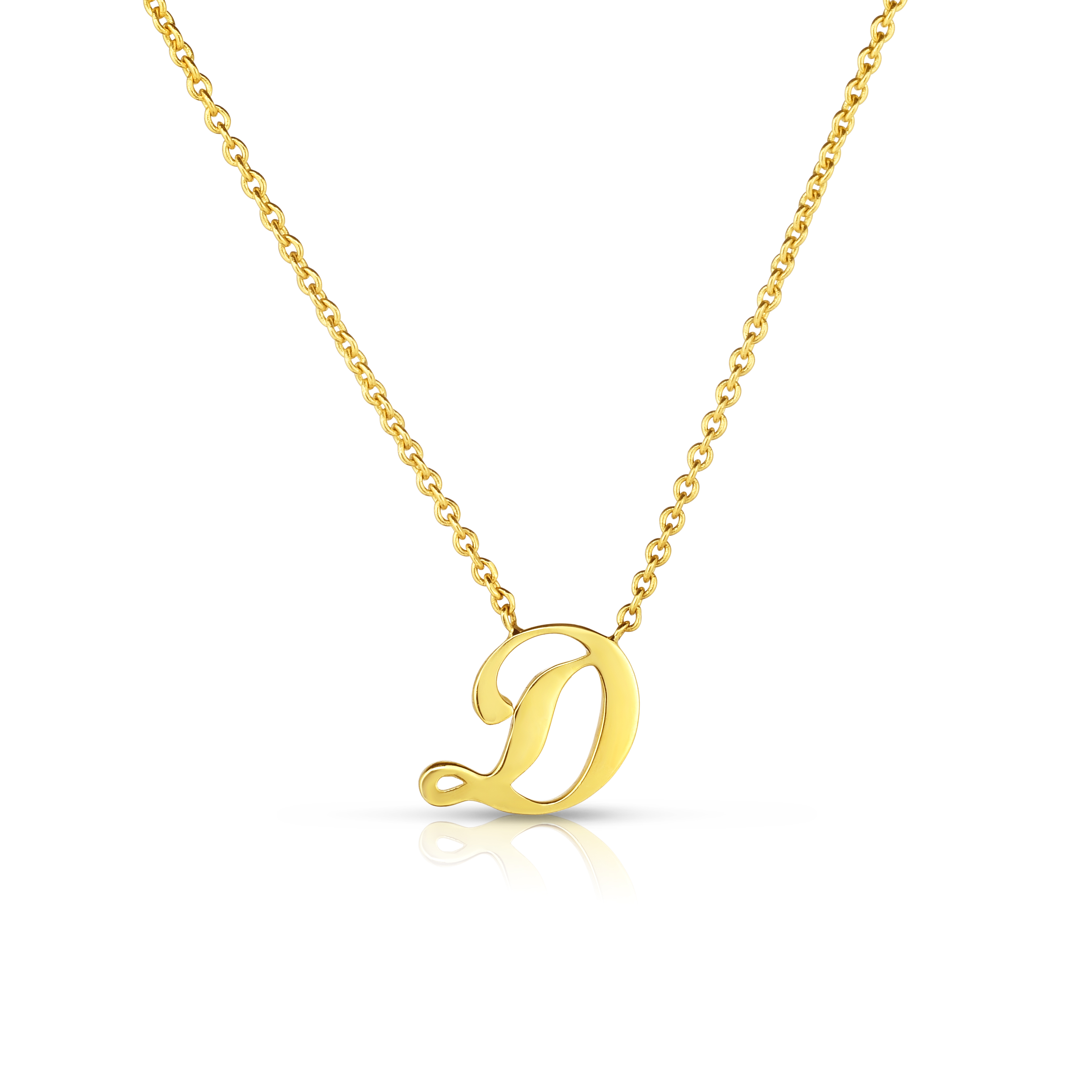 18k Yellow Gold Tiny Treasures Script Initial 'd' Necklace