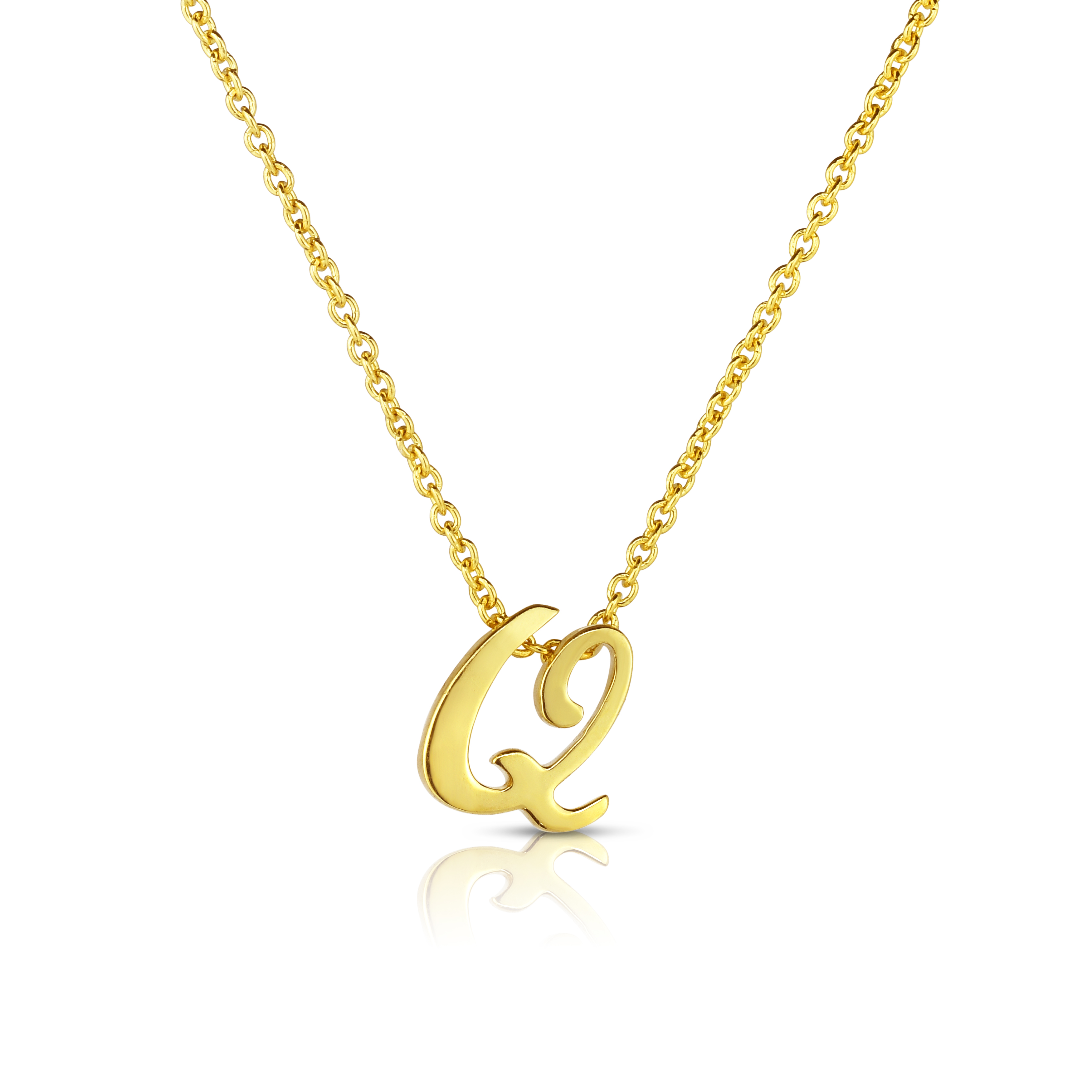 18k Yellow Gold Tiny Treasures Script Initial 'q' Necklace