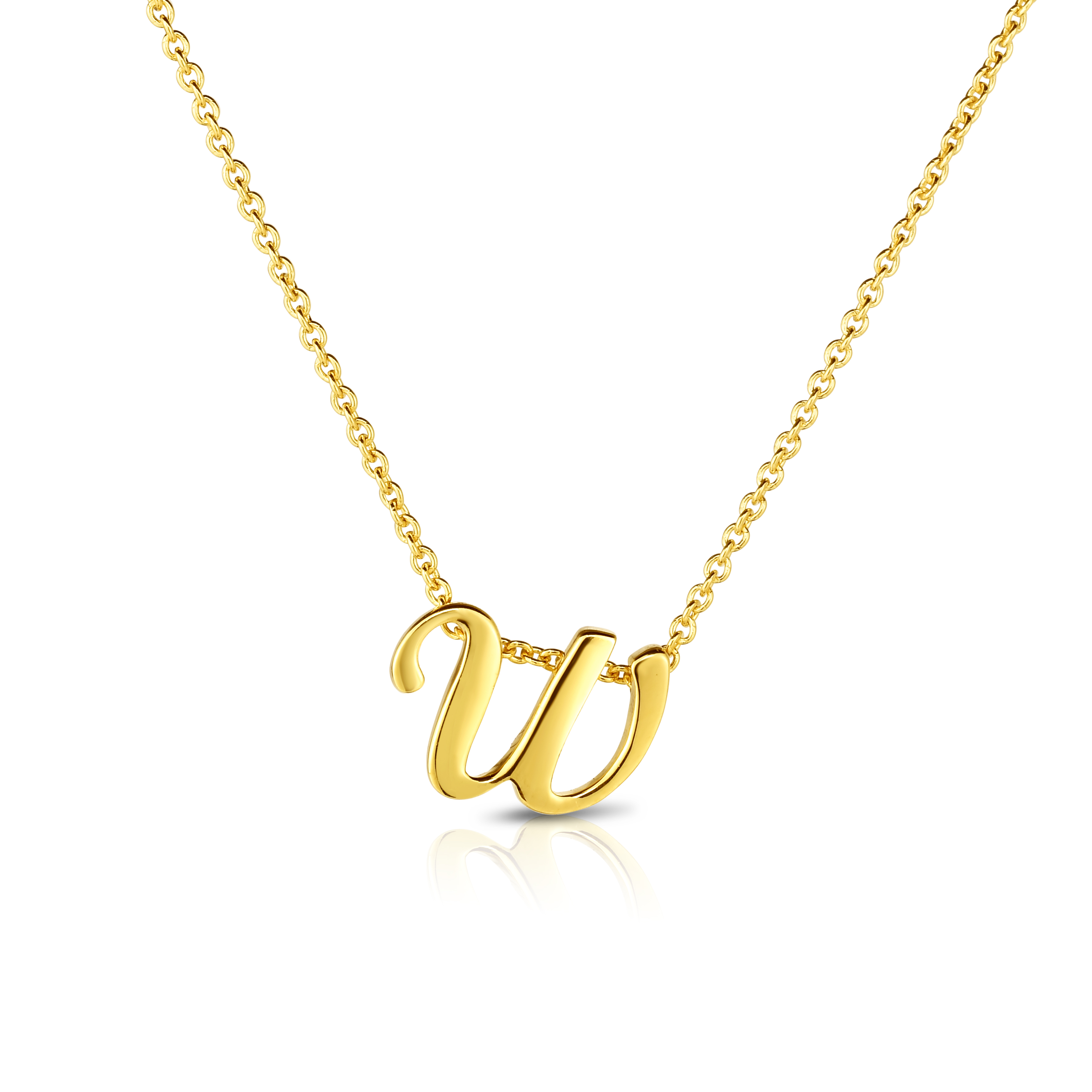 18k Yellow Gold Tiny Treasures Script Initial 'w' Necklace