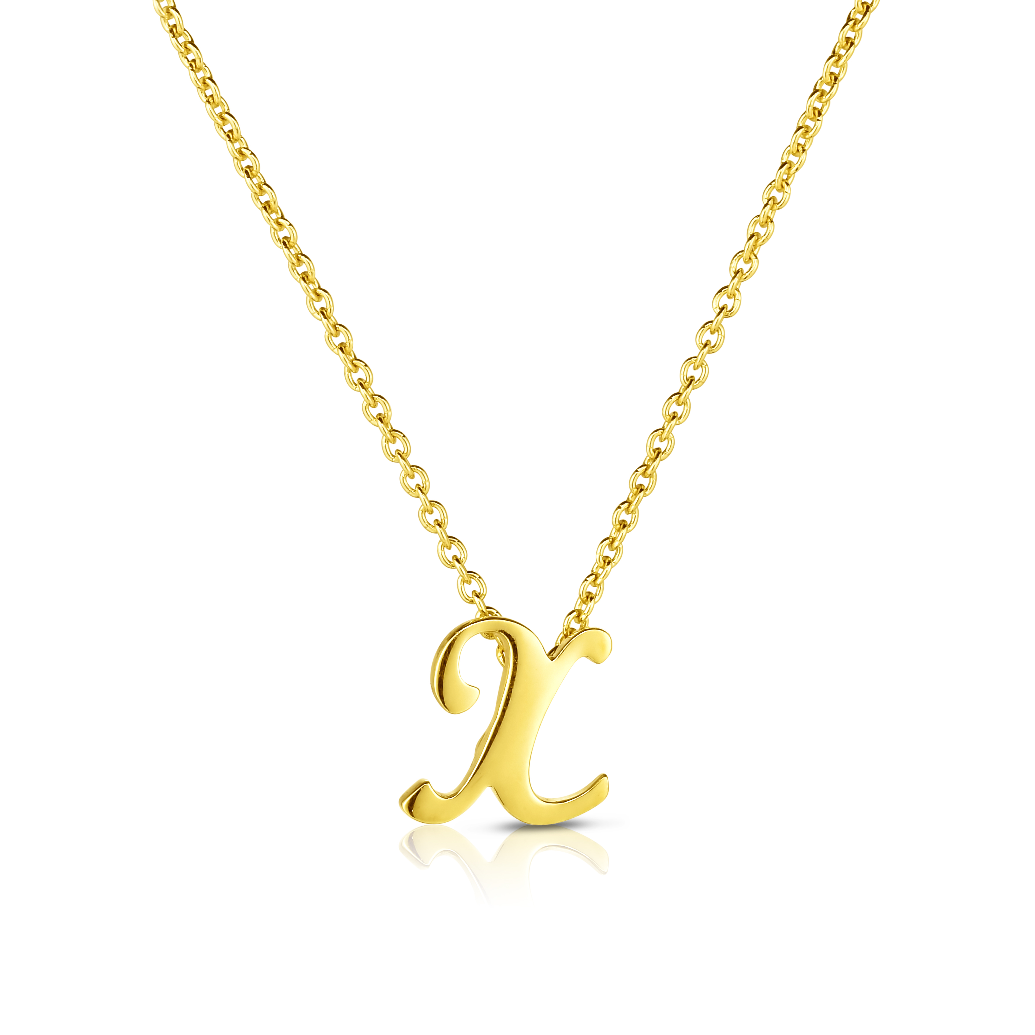 18k Yellow Gold Tiny Treasures Script Initial 'x' Necklace