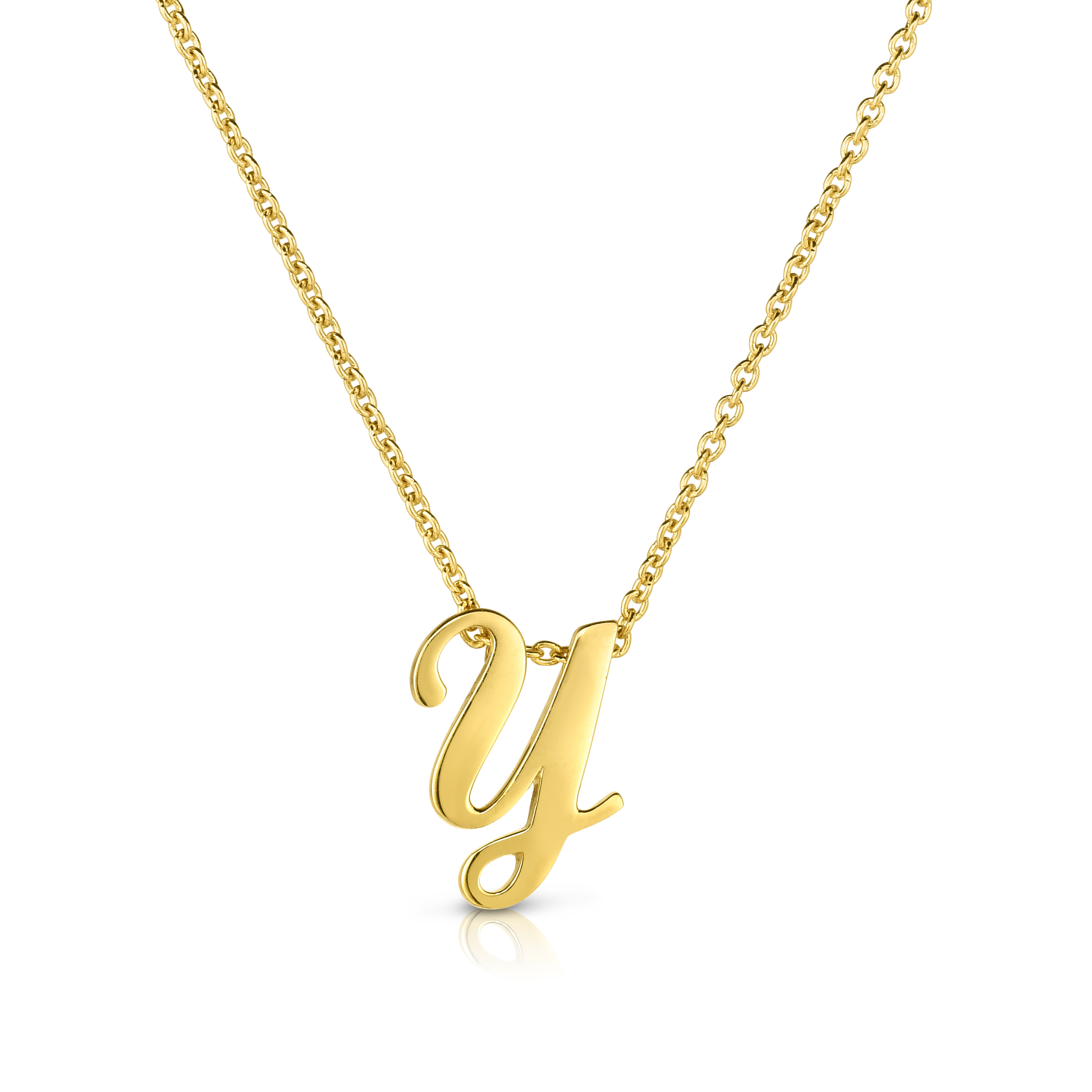 18k Yellow Gold Tiny Treasures Script Initial 'y' Necklace