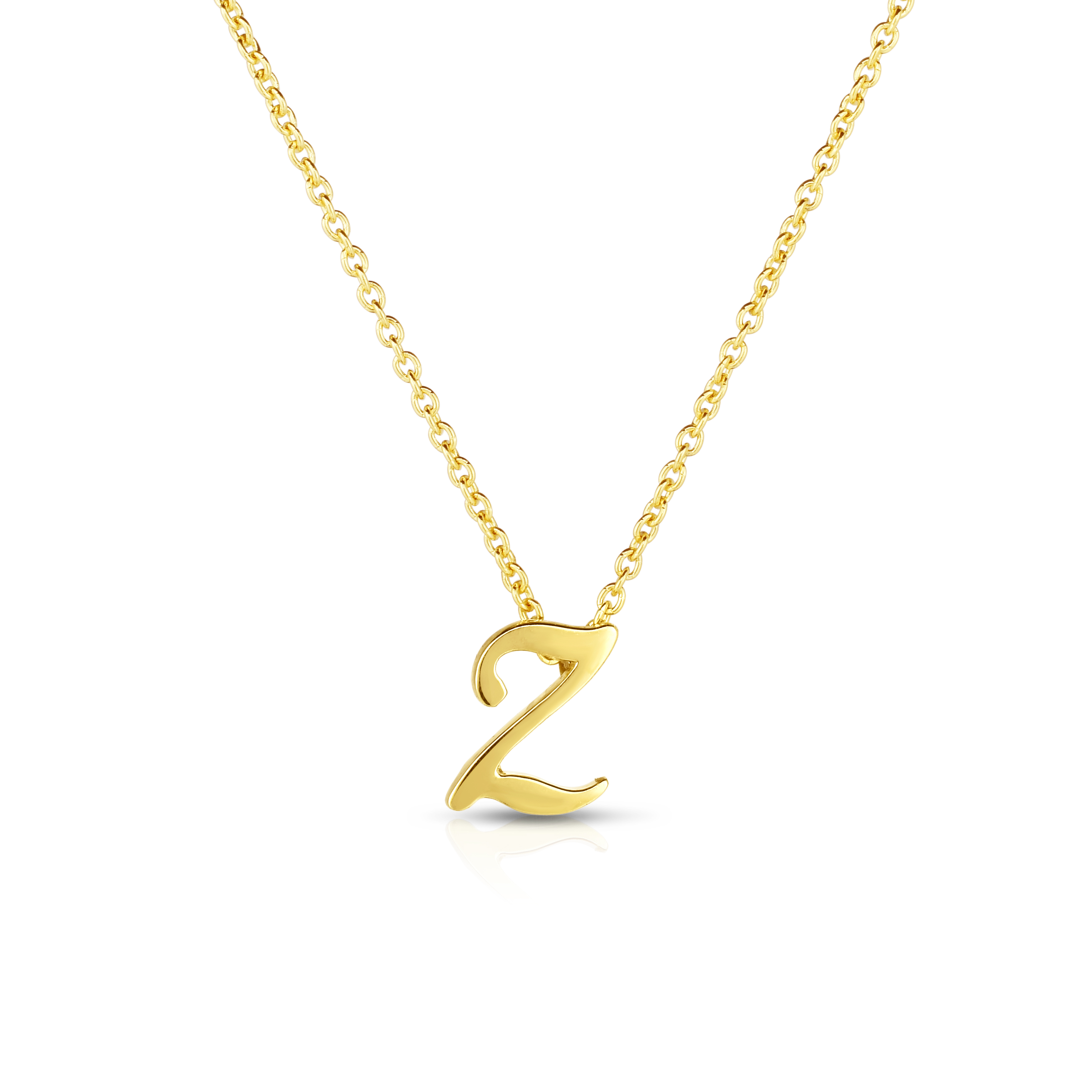 18k Yellow Gold Tiny Treasures Script Initial 'z' Necklace