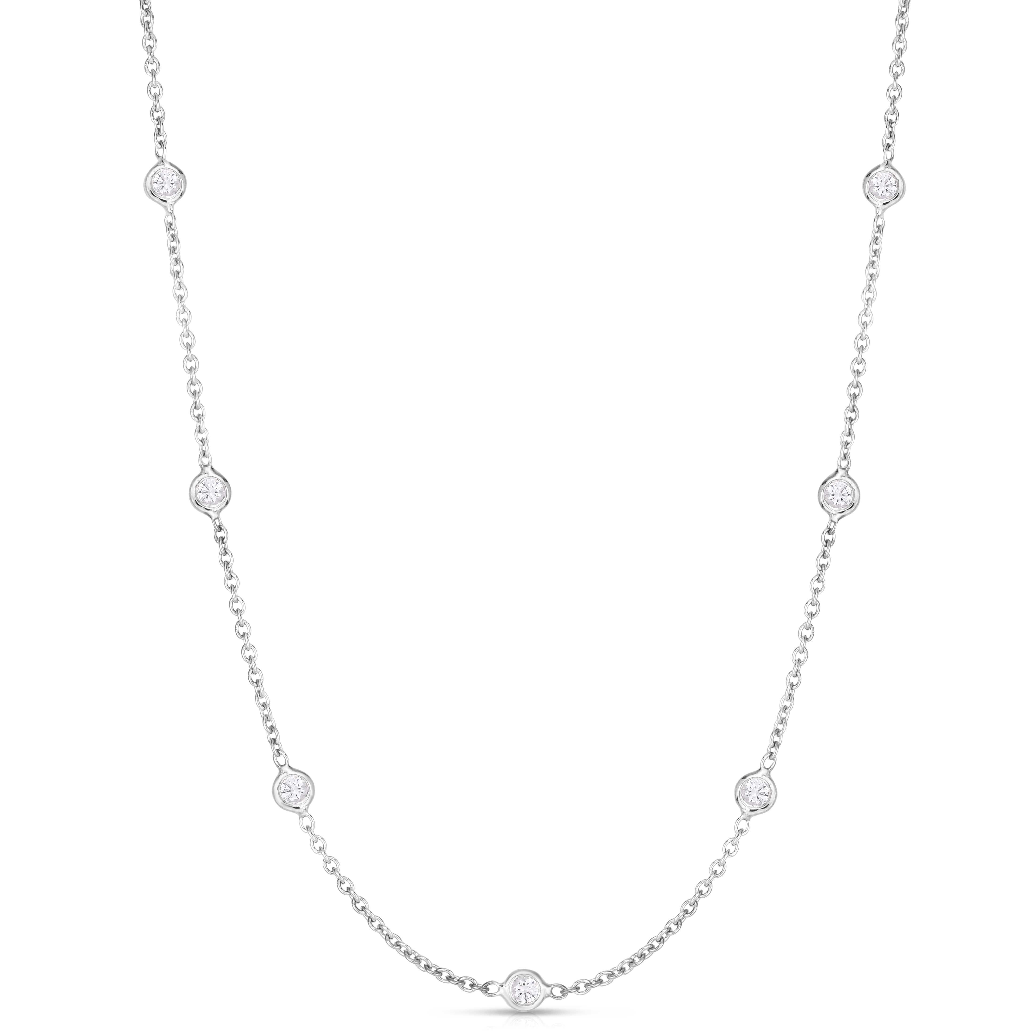 18k White Gold Diamonds By The Inch 21 Station 24 Inch Necklace