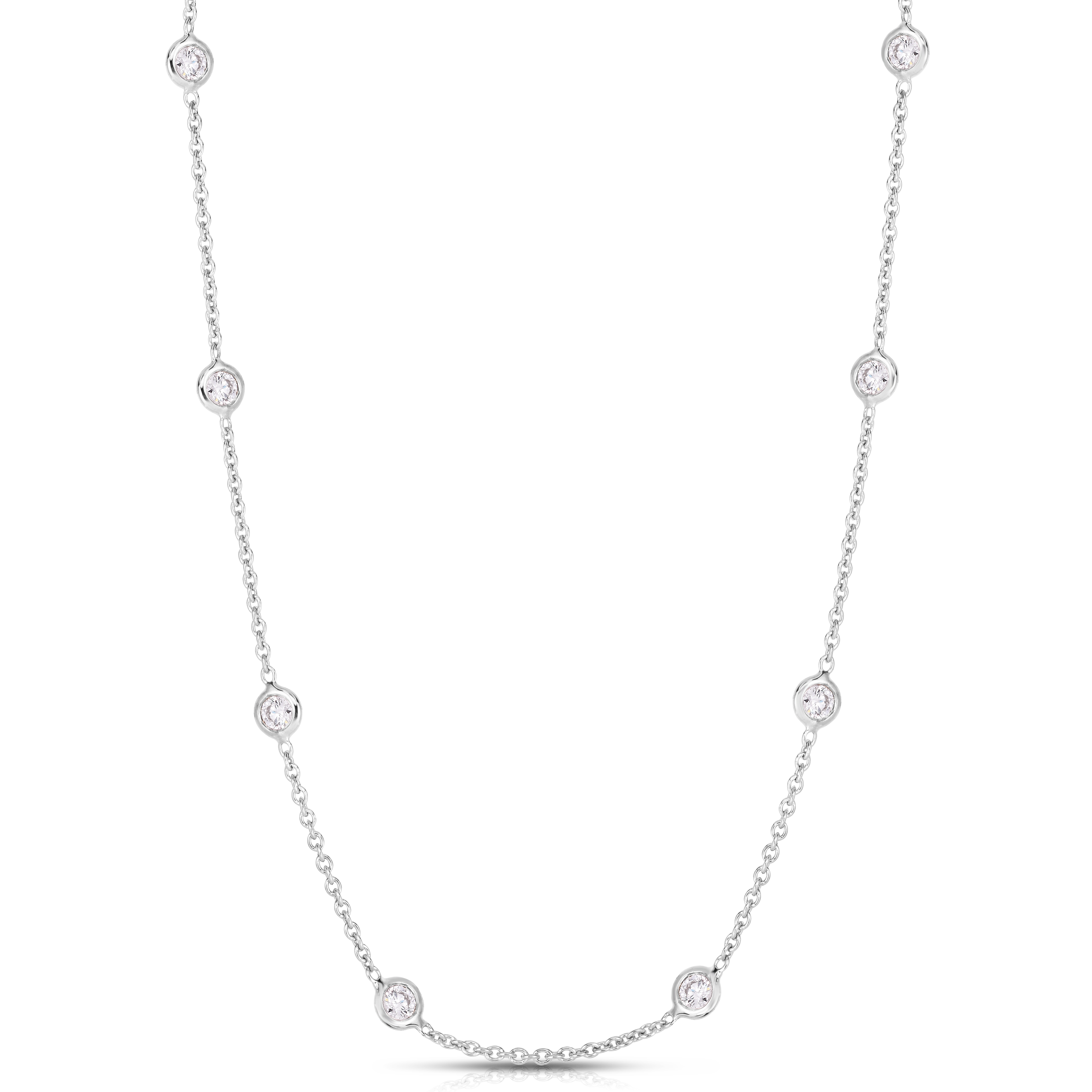 18k White Gold Diamonds By The Inch 15 Station 18 Inch Necklace