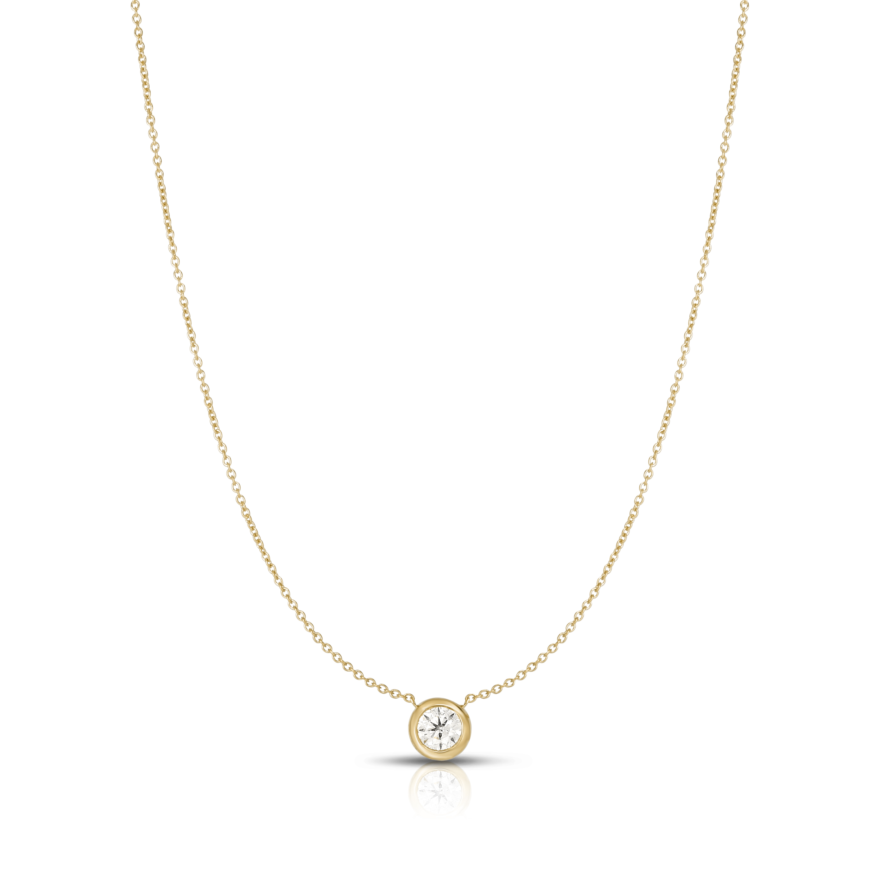 18k Yellow Gold Diamonds By The Inch Single Bezel Necklace