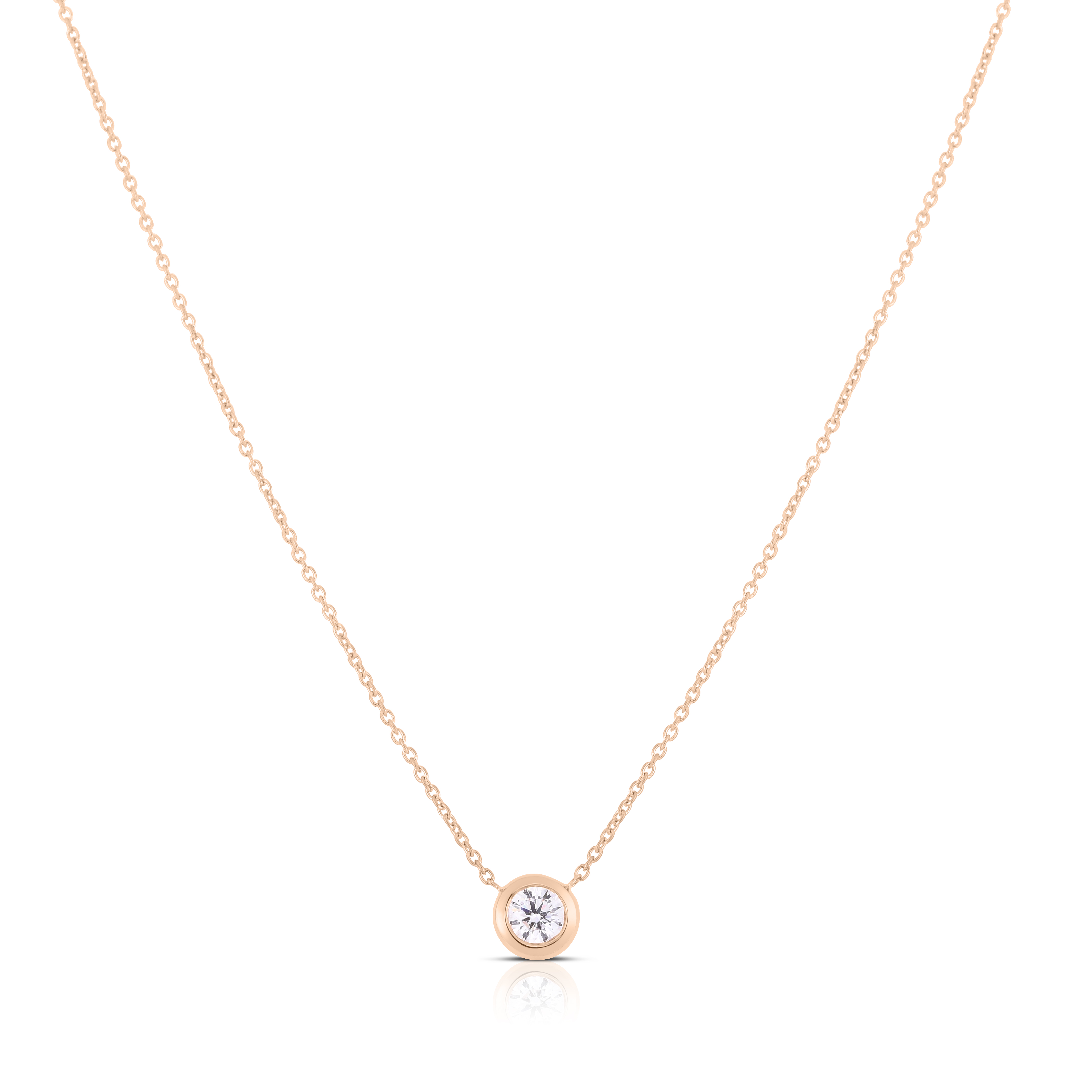 18k Rose Gold Diamonds By The Inch Single Bezel Necklace
