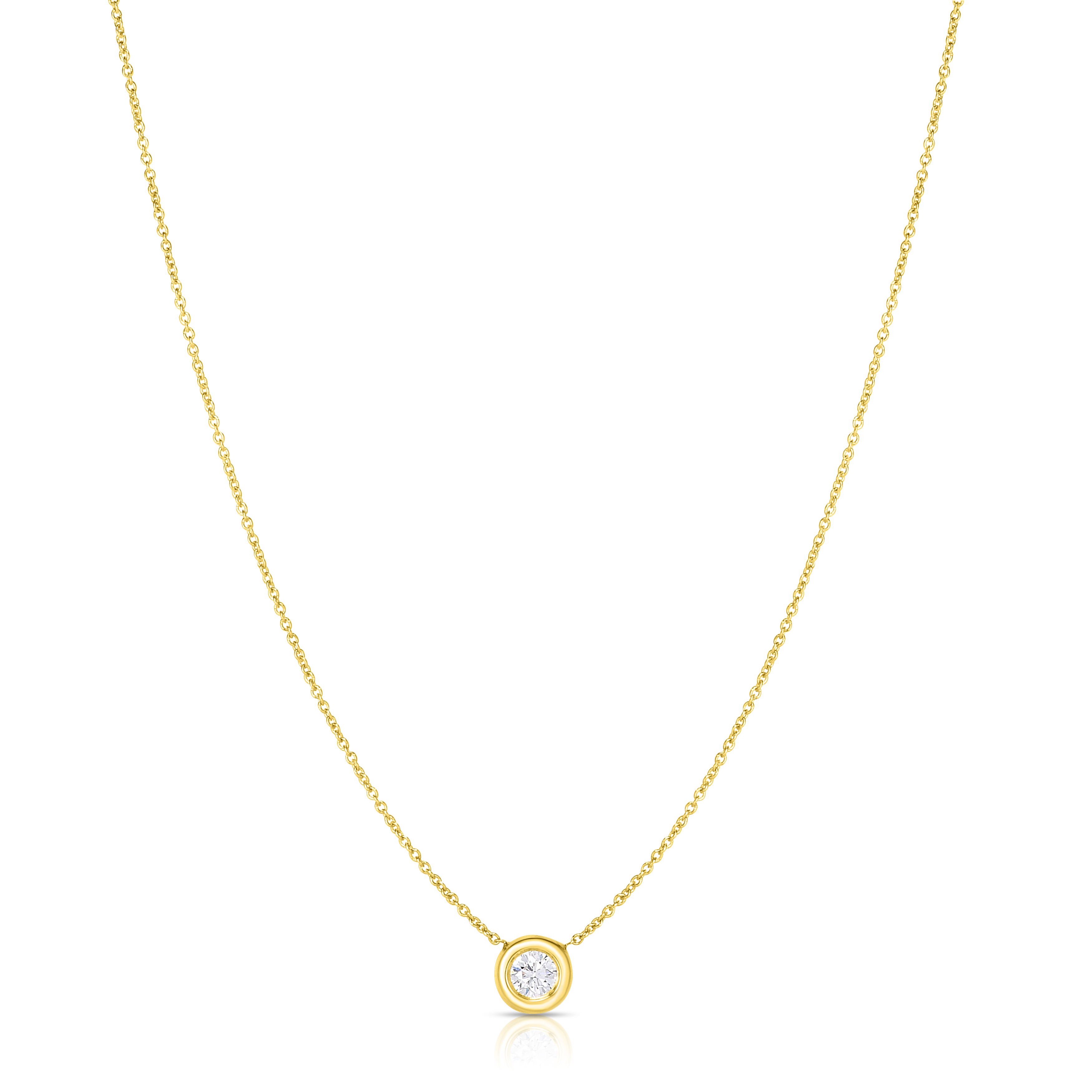 18k Yellow Gold Diamonds By The Inch Single Bezel Necklace