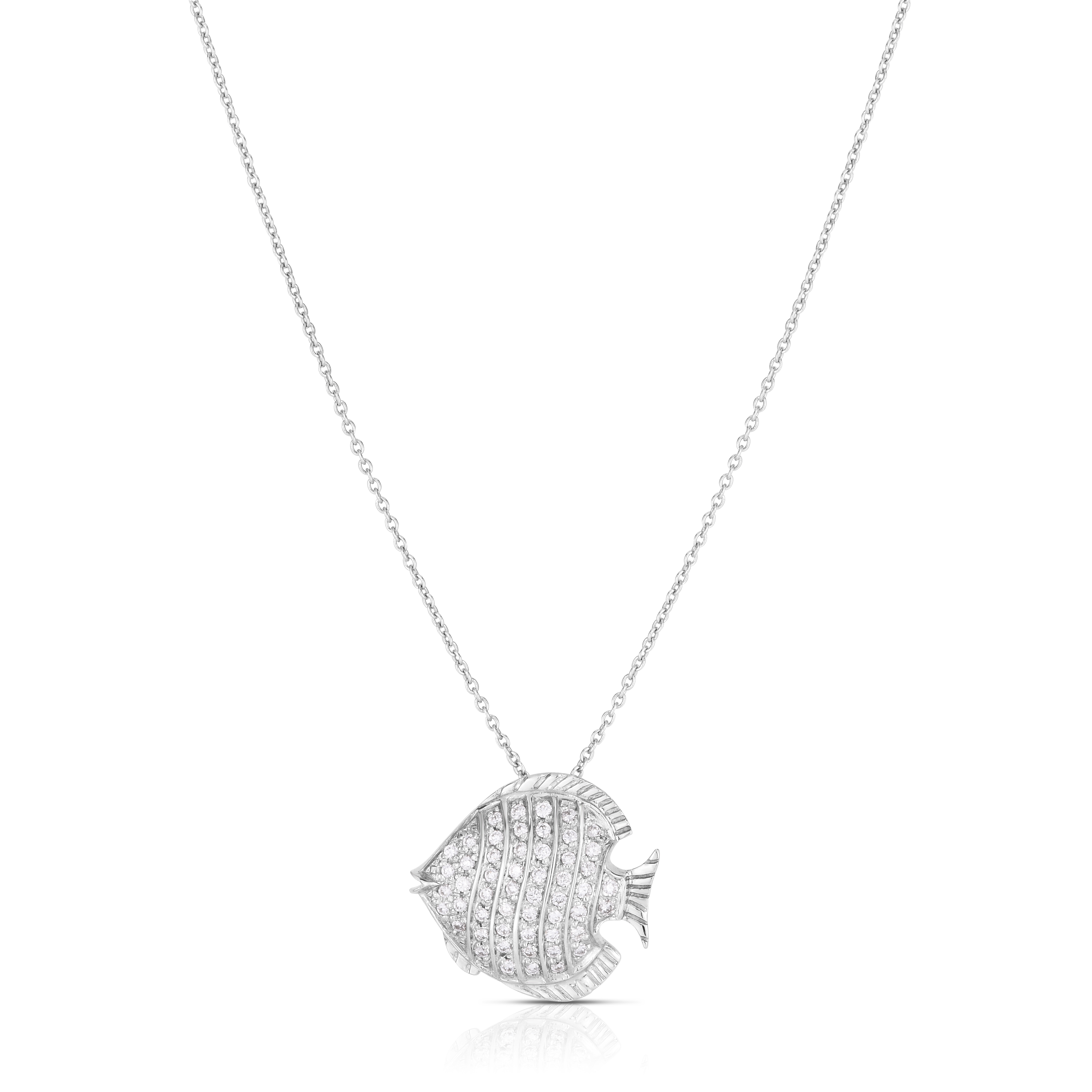 18k White Gold Tiny Treasures Diamond Fish Necklace