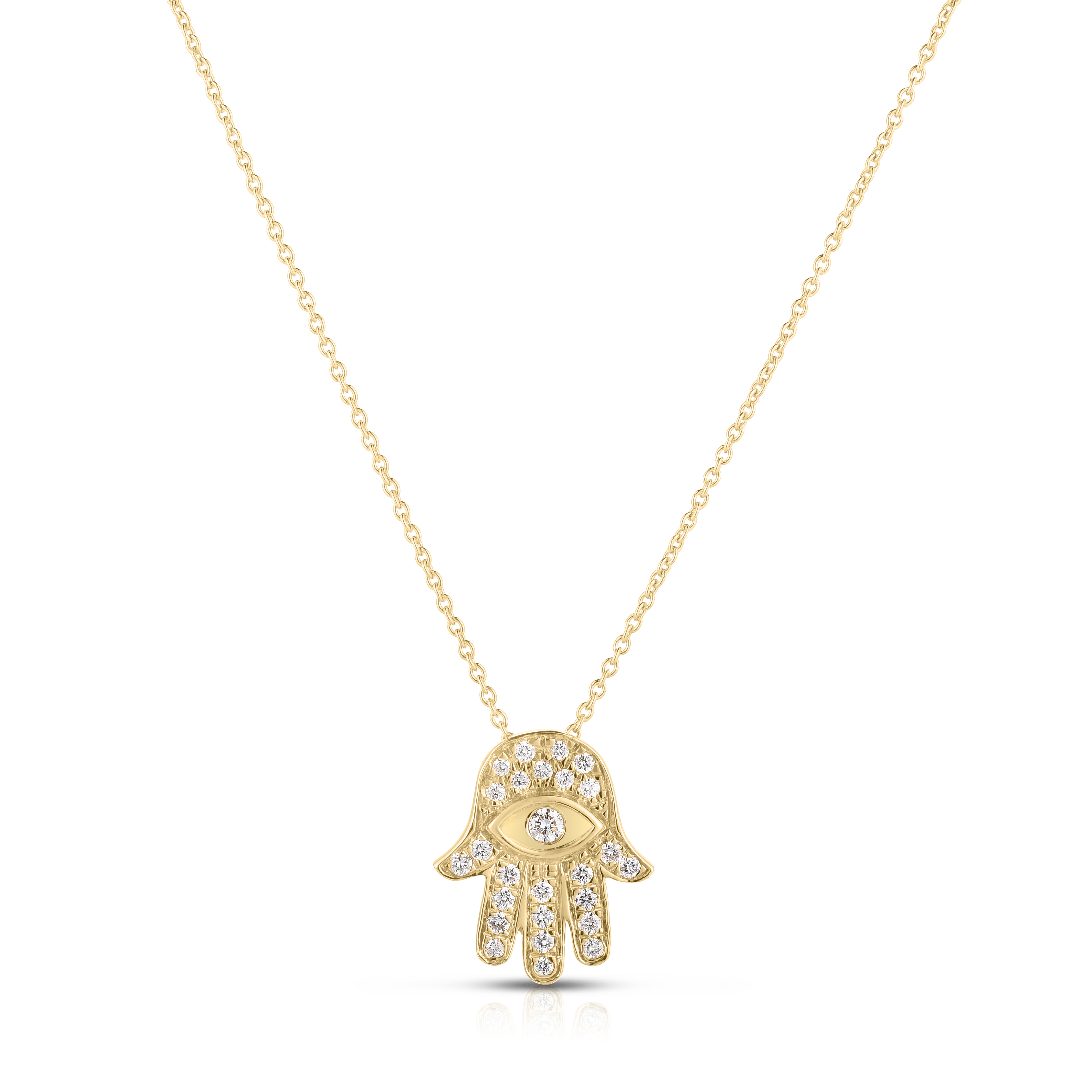 18k Yellow Gold Tiny Treasures Diamond Hamsa Necklace