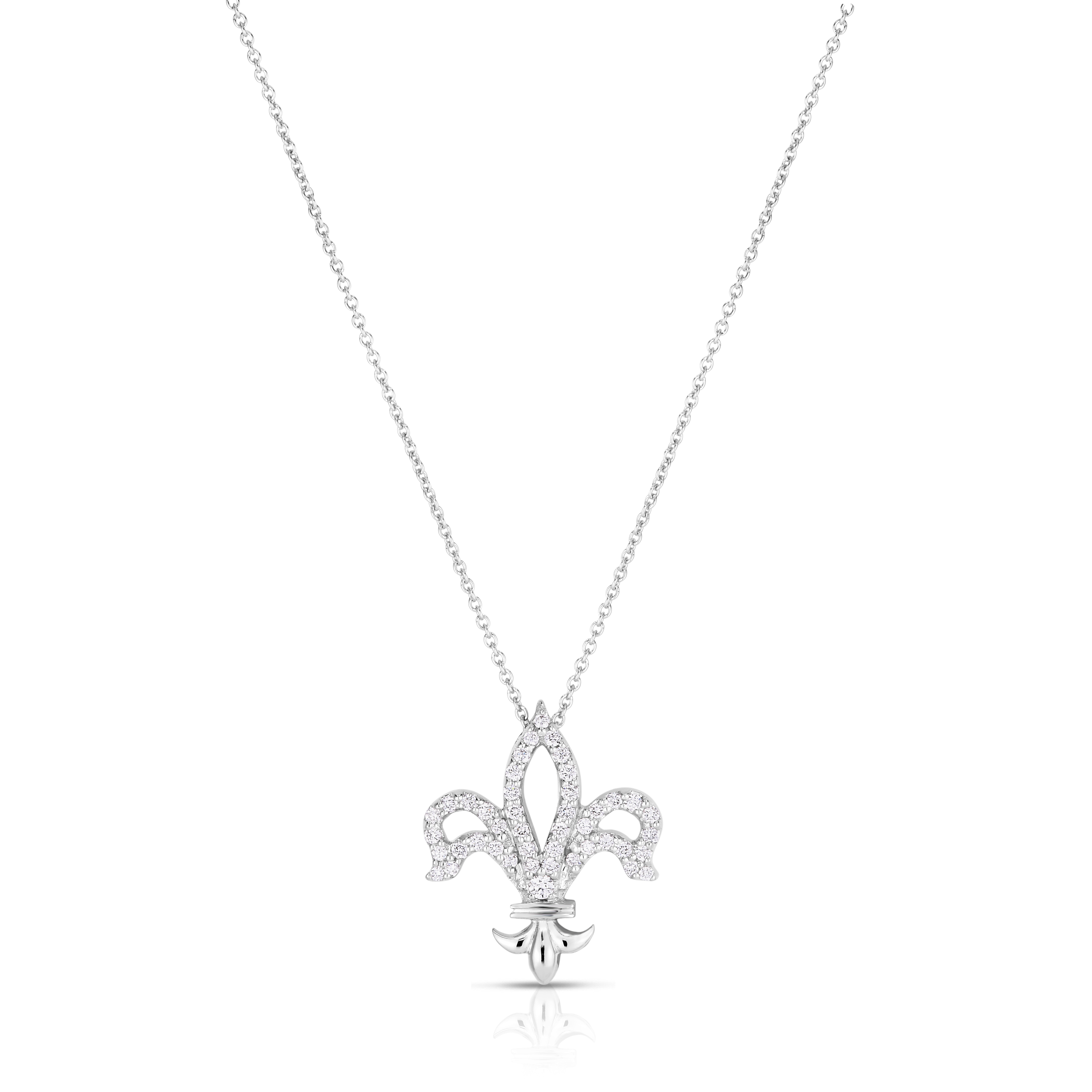 18k White Gold Tiny Treasures Diamond Fleur-de-lis Necklace