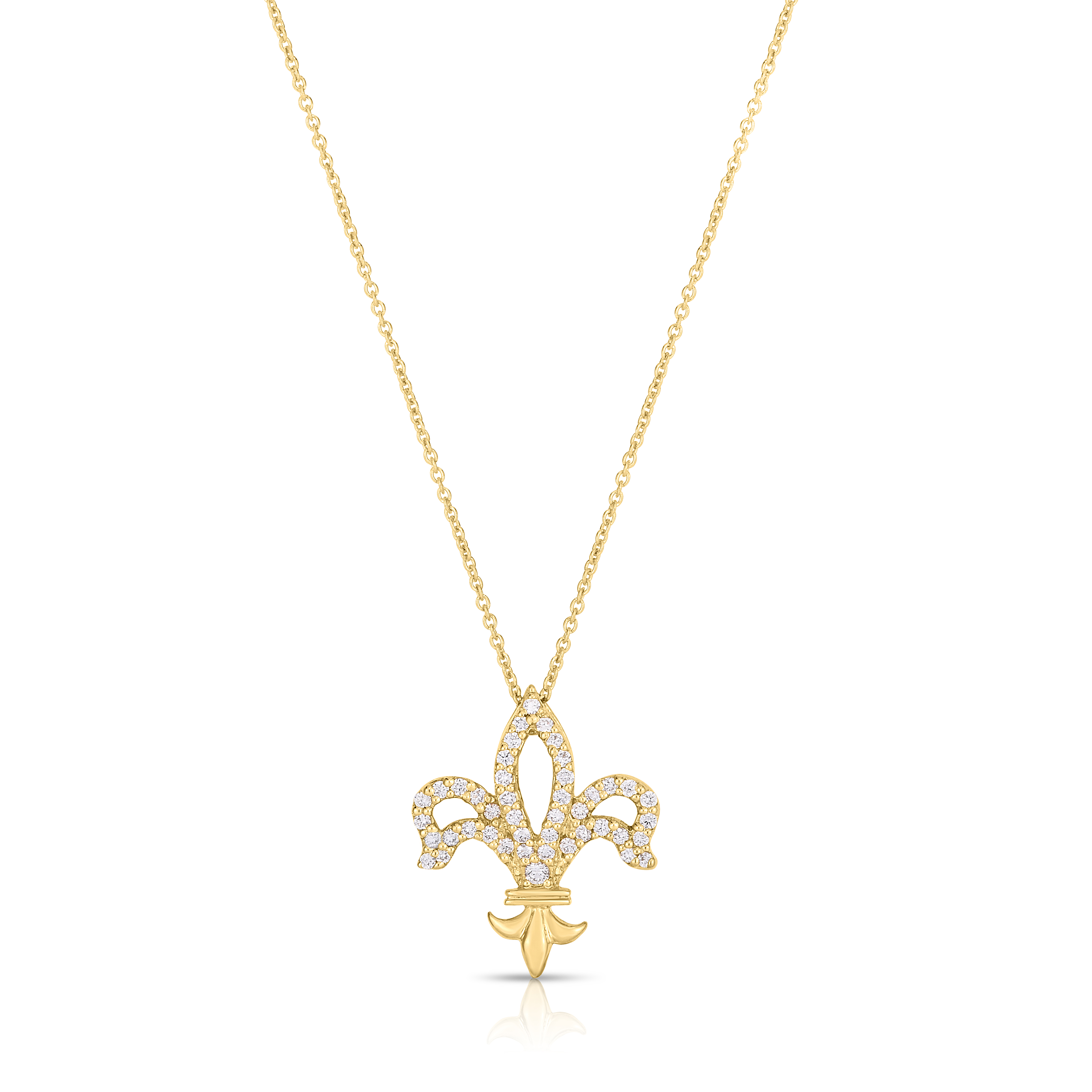 18k Yellow Gold Tiny Treasures Diamond Fleur-de-lis Necklace