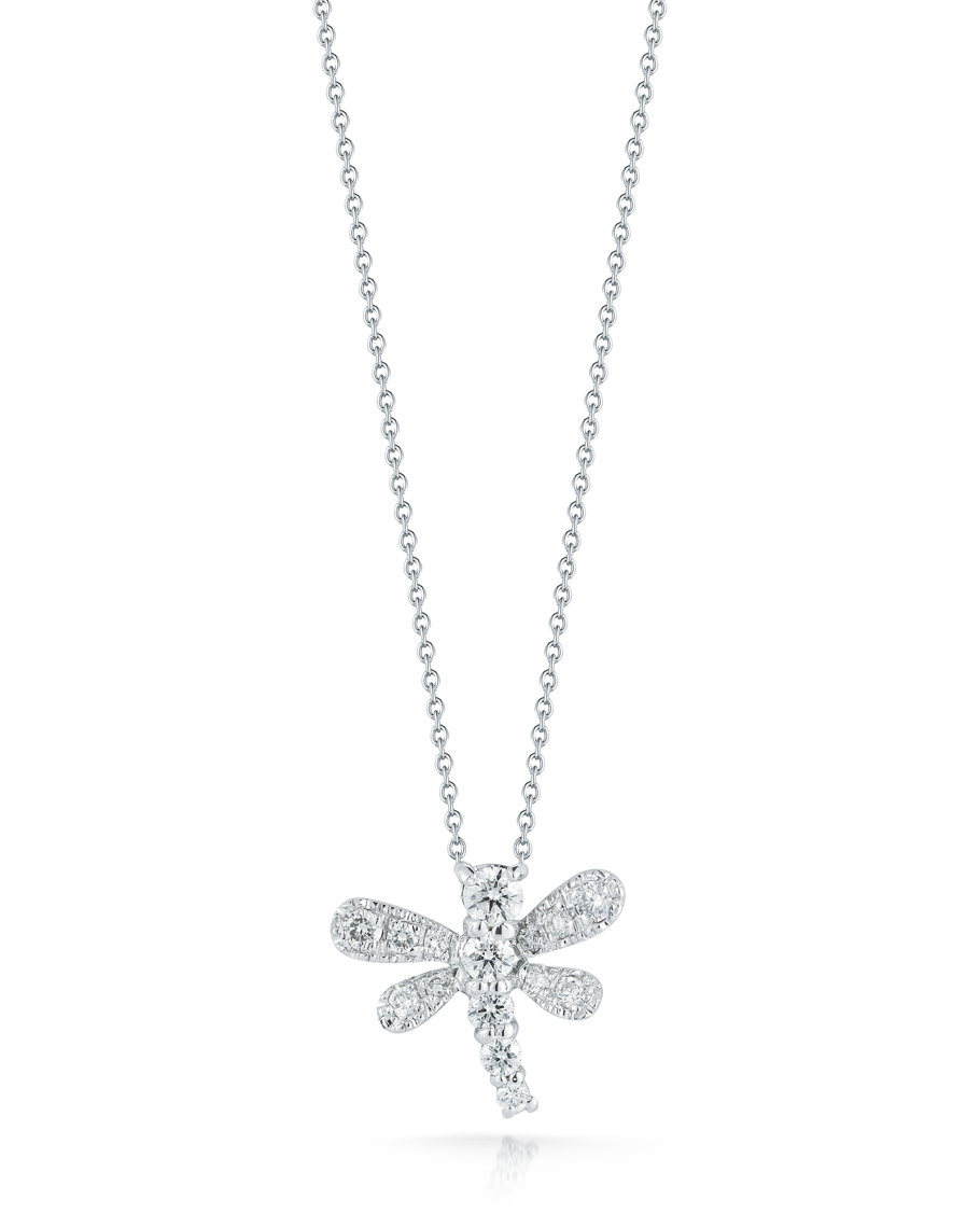 18k White Gold Tiny Treasures Diamond Dragonfly Pendant