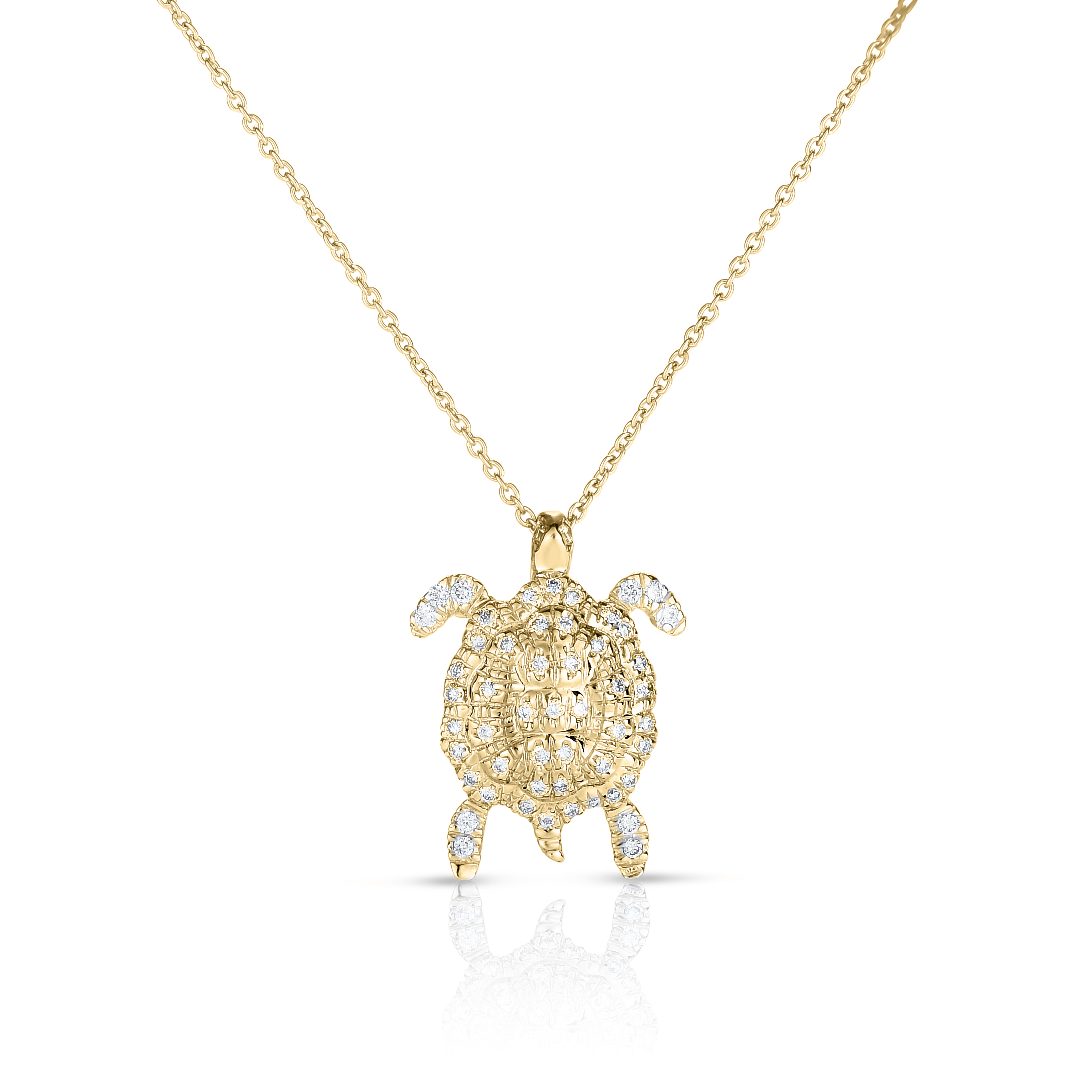 18k Yellow Gold Tiny Treasures Diamond Turtle Necklace