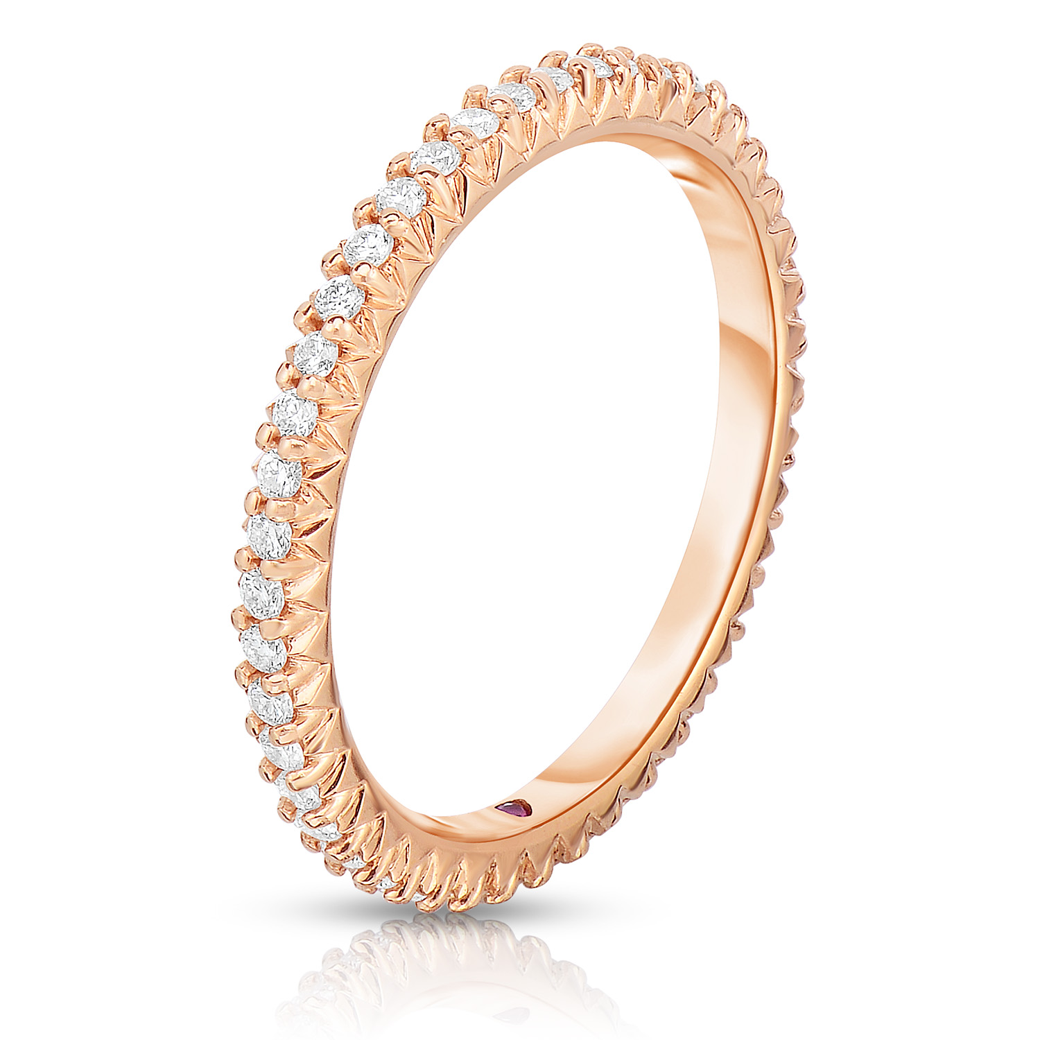 18k Rose Gold Classic Diamond Pave Eternity Band Ring