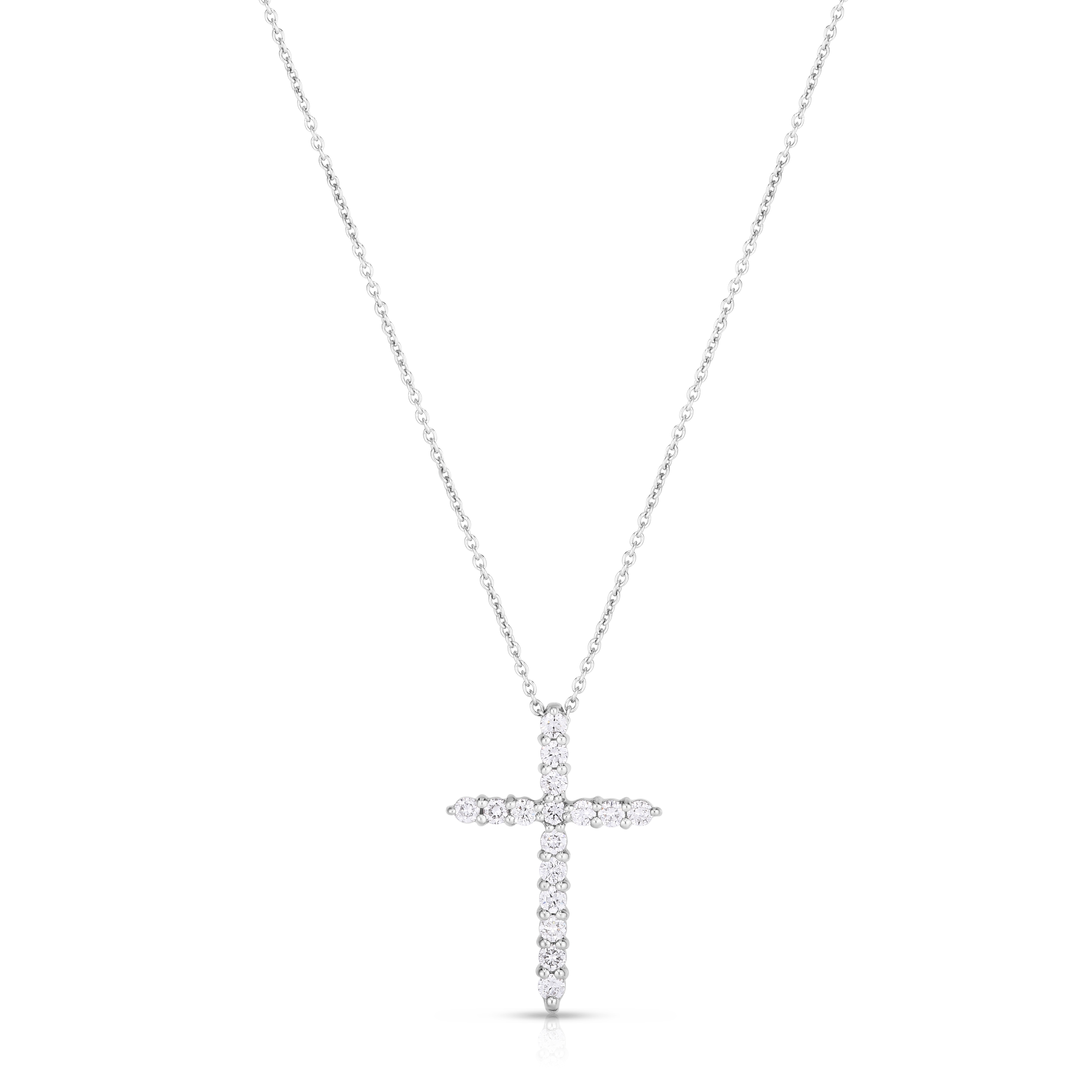 18k White Gold Tiny Treasures Diamond Cross Necklace