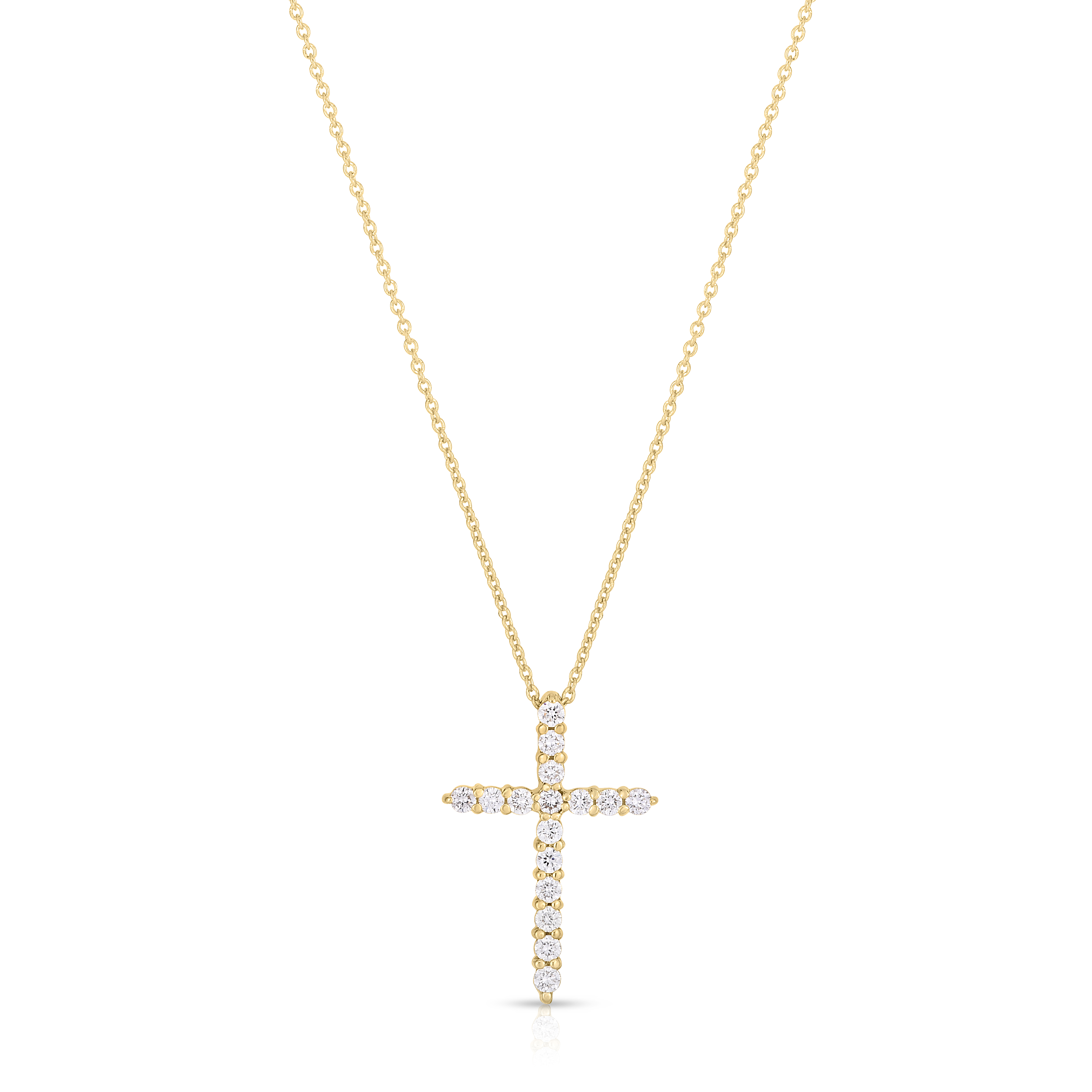 18k Yellow Gold Tiny Treasures Diamond Cross Necklace
