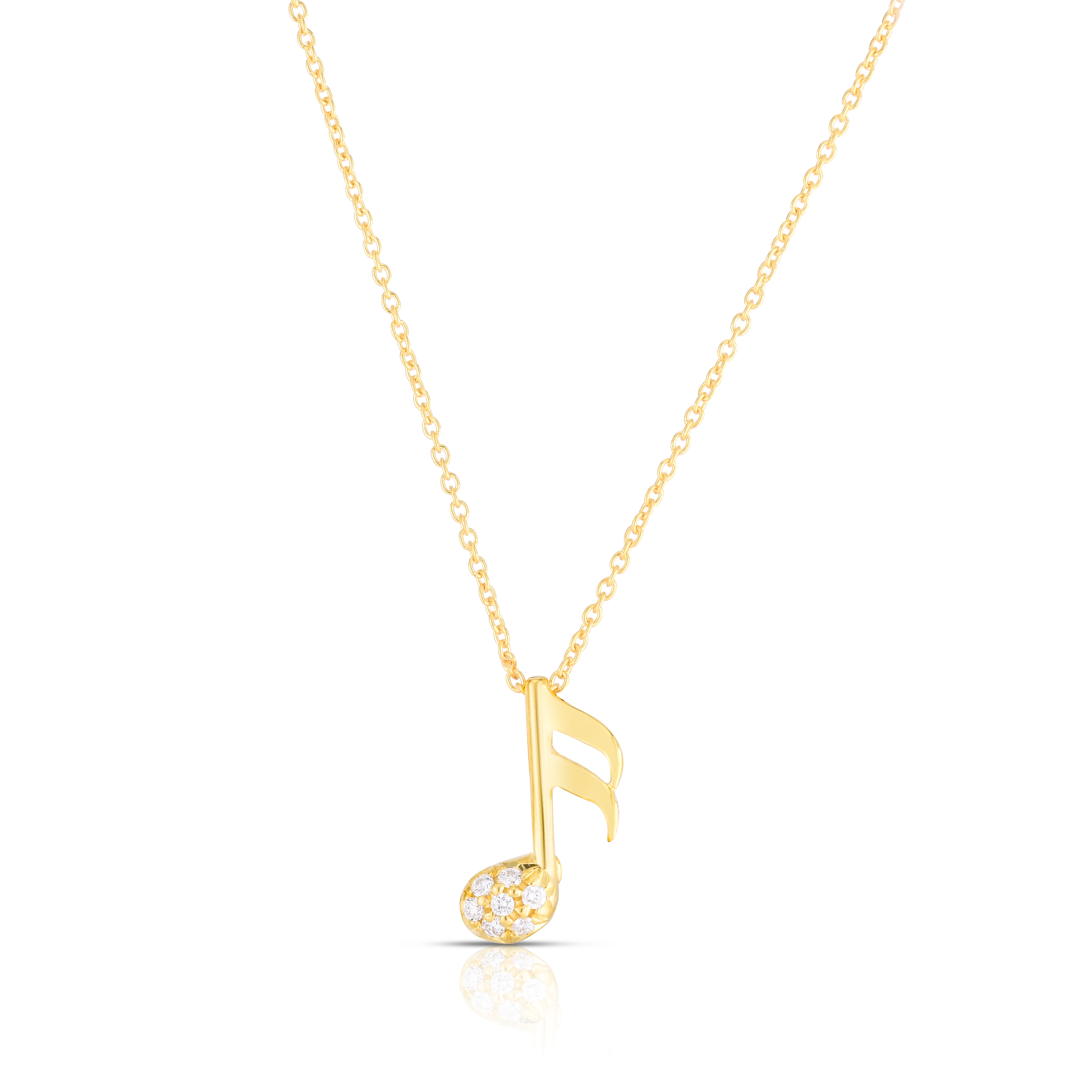 18k Yellow Gold Tiny Treasures Diamond Music Note Necklace