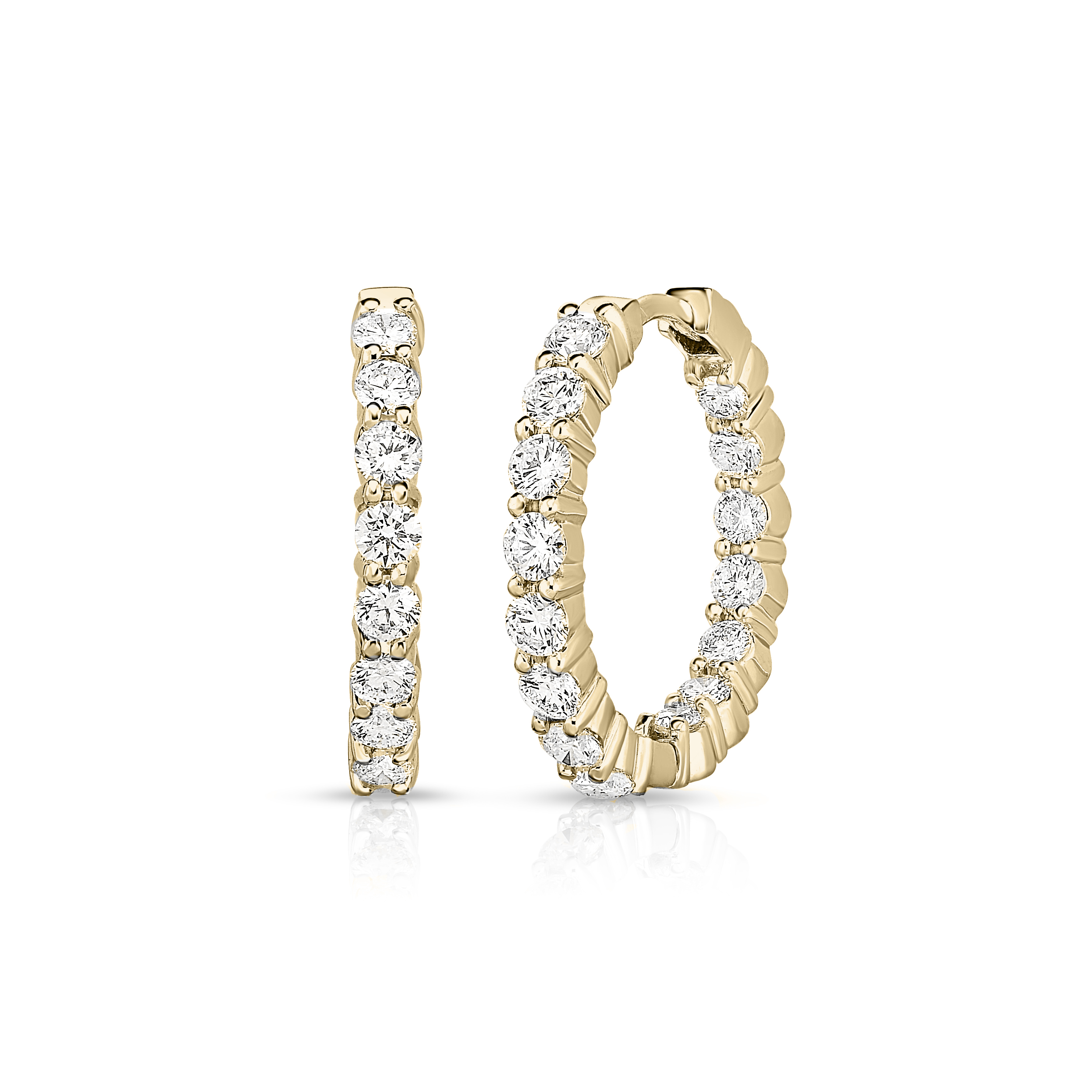 18k Yellow Gold The Perfect Diamond Hoop® Inside Outside Earrings